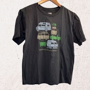 The North Face Black Tee with Green and Gray Graphics